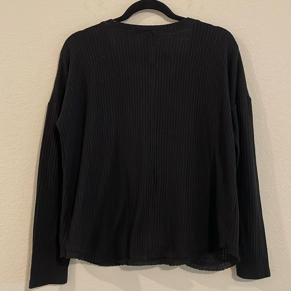 Mudd Women Button Front Shirt Large Black Y2K Retro Waffle Knit Cotton Comfy - Picture 3 of 11